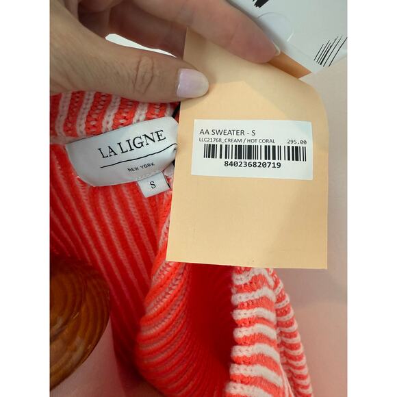 La Ligne AAA Sweater – Cream & Hot Coral Striped - Size Small - NWT - Picture 2 of 6